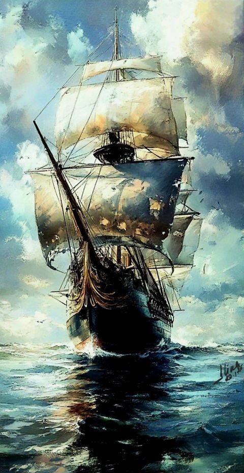 ArteDiAlina.com painting: My soul is a ship in full sail